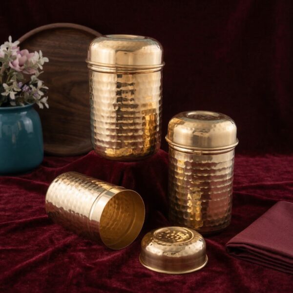 Brass Kadi Kunda — Hammered Canister